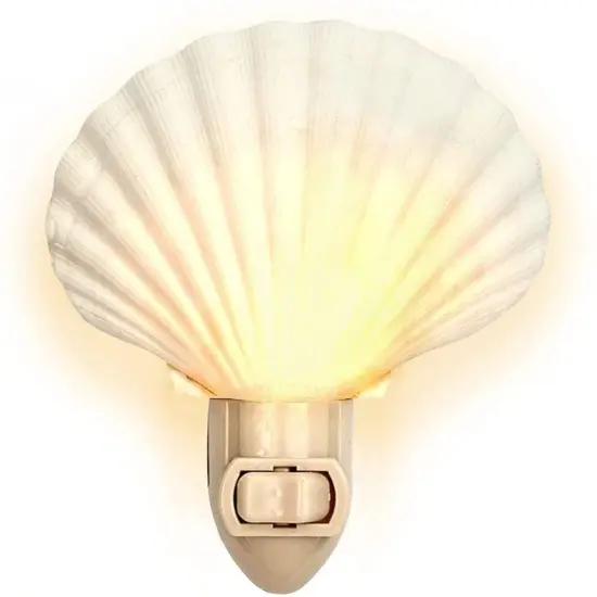Seashell Night Light 1 piece White Clam Seashell Plug in Night Light {1}