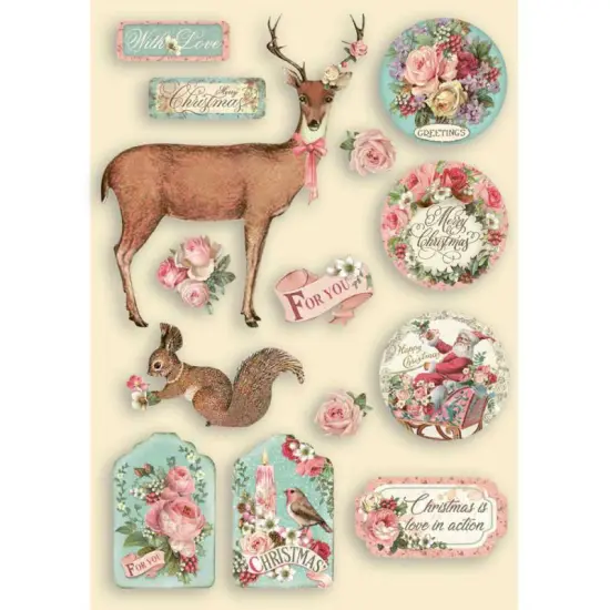 Pink Christmas Colored Wooden Frame - Stamperia {1}