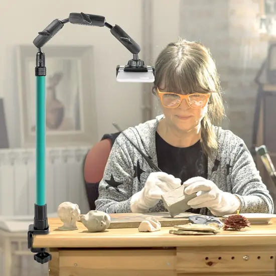 Arkon Mounts CLAMPRV29TL Desk Table Clamp Phone or Camera Stand with Teal Extension Pole {4}