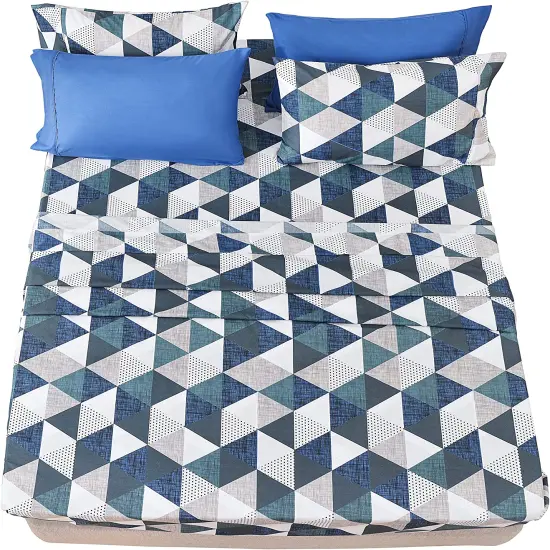 American Home Collection Triangles Patterned Bedding Sheets & Pillowcases Set Brushed Microfiber Wrinkle Free Sheet Set {2}