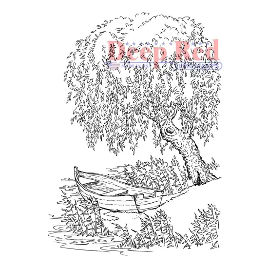 Deep Red Stamps Weeping Willow Rubber Cling Stamp 3 x 4 inches {1}