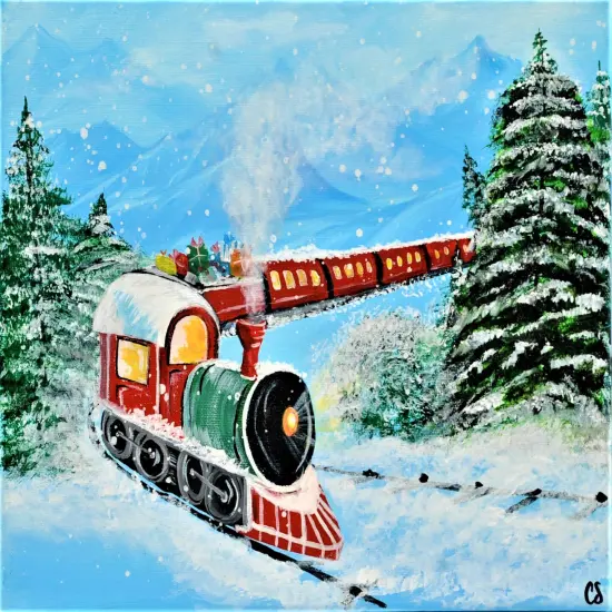 Paint By Colors - The Winter Express Acrylic Painting Kit, DIY Christmas Craft, Art Gift Set, Beginner Painting, Art Gift Set, Paint At Home {1}