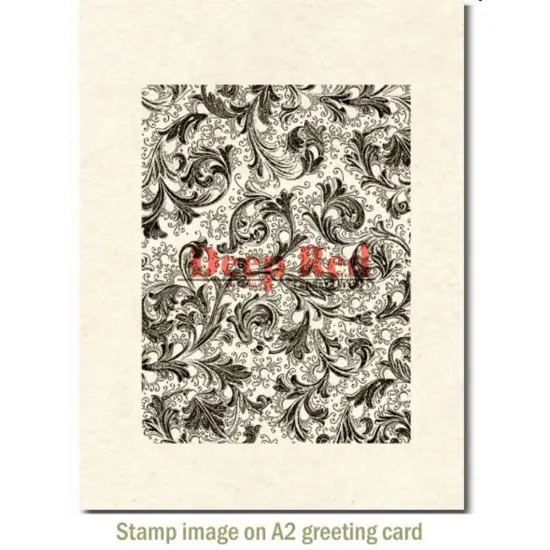 Deep Red Stamps Floral Trumpets Background Rubber Cling Stamp 3 x 4 inches {3}