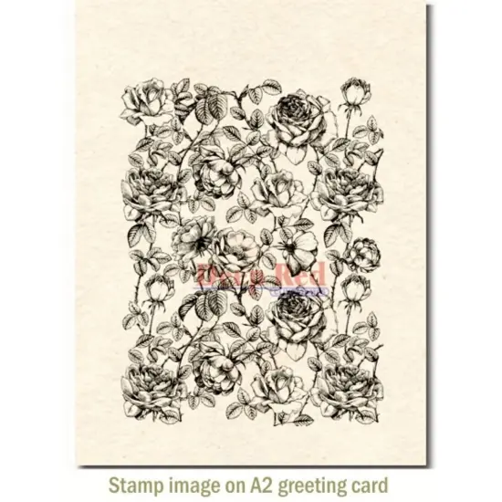 Deep Red Stamps Roses Background Rubber Cling Stamp 3.1 x 4.1 inches {3}