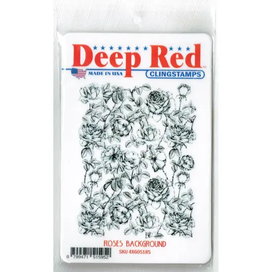 Deep Red Stamps Roses Background Rubber Cling Stamp 3.1 x 4.1 inches {2}