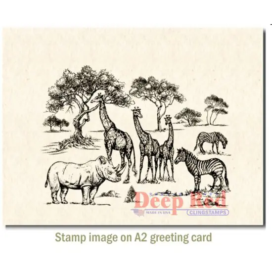 Deep Red Stamps Safari Rubber Cling Stamp4 x 3 inches {4}