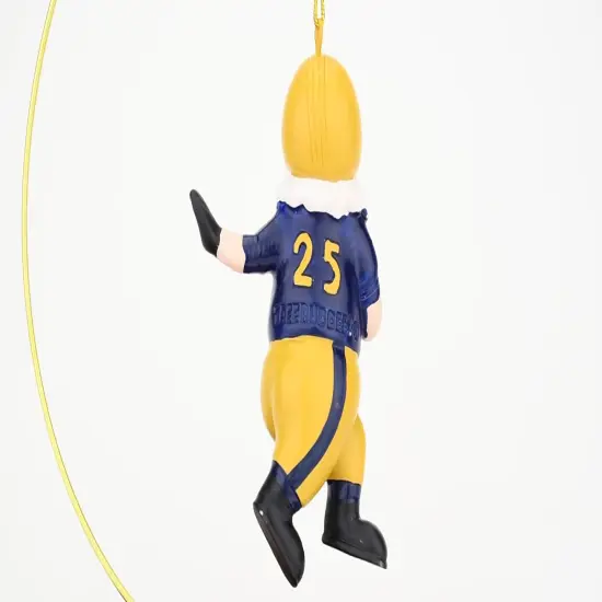 Touchdown Santa Christmas Sports Football Ornament (Gold & Navy) {6}