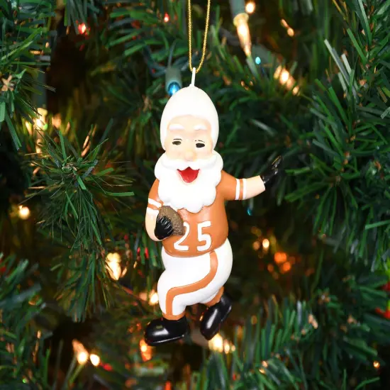 Touchdown Santa Christmas Sports Football Ornament (White & Dirty Orange) {5}