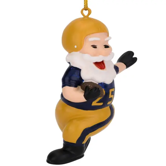 Touchdown Santa Christmas Sports Football Ornament (Gold & Navy) {2}