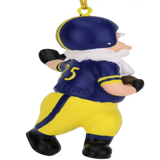 Touchdown Santa Christmas Sports Football Ornament (Blue & Yellow) {2}