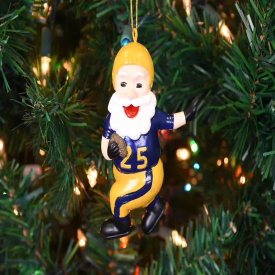 Touchdown Santa Christmas Sports Football Ornament (Gold & Navy) {5}