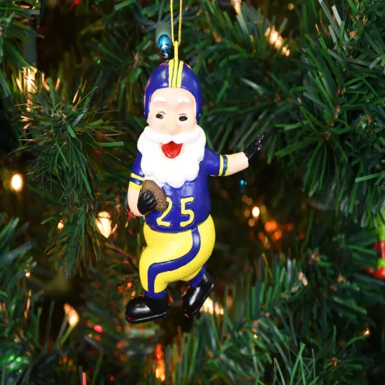 Touchdown Santa Christmas Sports Football Ornament (Blue & Yellow) {5}