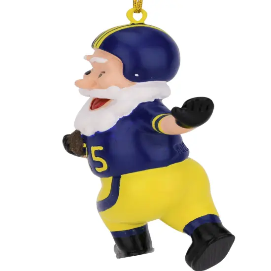 Touchdown Santa Christmas Sports Football Ornament (Blue & Yellow) {4}