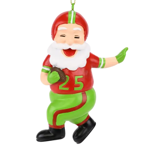 Touchdown Santa Christmas Sports Football Ornament (Xmas Colors) {1}