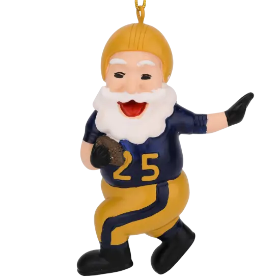 Touchdown Santa Christmas Sports Football Ornament (Gold & Navy) {1}