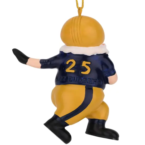 Touchdown Santa Christmas Sports Football Ornament (Gold & Navy) {3}
