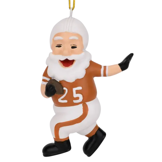 Touchdown Santa Christmas Sports Football Ornament (White & Dirty Orange) {1}