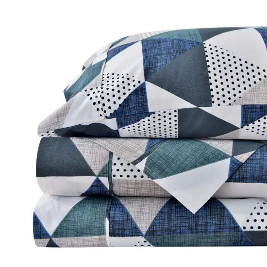 American Home Collection Triangles Patterned Bedding Sheets & Pillowcases Set Brushed Microfiber Wrinkle Free Sheet Set {5}