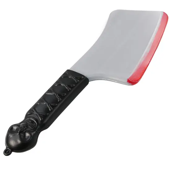 Bloody Cleaver Costume Knife - Fake Weapon Meat Cleaver Prop with Blood and Jolly Roger Handle {3}