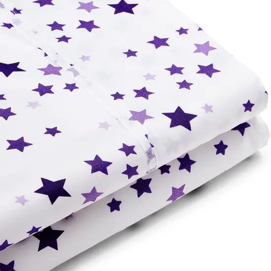 American Home Collection Stars Bedding Sheets & Pillowcases Set Brushed Microfiber Wrinkle Free Sheet Set Purple {3}