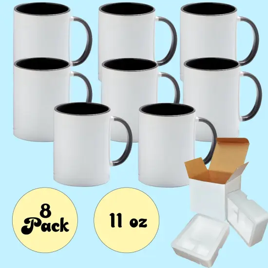 8 PACK - 11OZ GREY inside Handle Mugs- FOAM BOX {2}