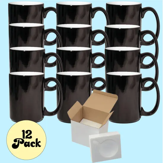 12 Pack 15oz Color Changing Sublimation Mugs With Gift Mug Box. Mugs - Cardboard Box with Foam Supports Case of 12 {2}