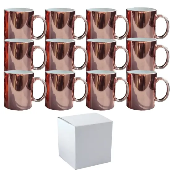 12 PACK 11 oz Metallic Copper Professional Grade Sublimation Mug- Sublimation Series - With Individual White Gift Box {1}