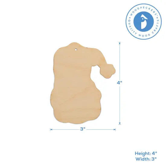 Wood Santa Ornaments 4 inch Unfinished, Christmas Crafts & Dcor | Woodpeckers {3}