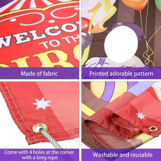 Circus Theme Photo Backdrop Face Head in Hole Carnival Decor {4}