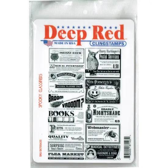 Deep Red Stamps Spooky Classifieds Rubber Cling Stamp 4 x 6 inches {2}