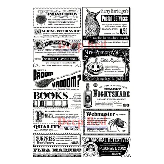 Deep Red Stamps Spooky Classifieds Rubber Cling Stamp 4 x 6 inches {1}