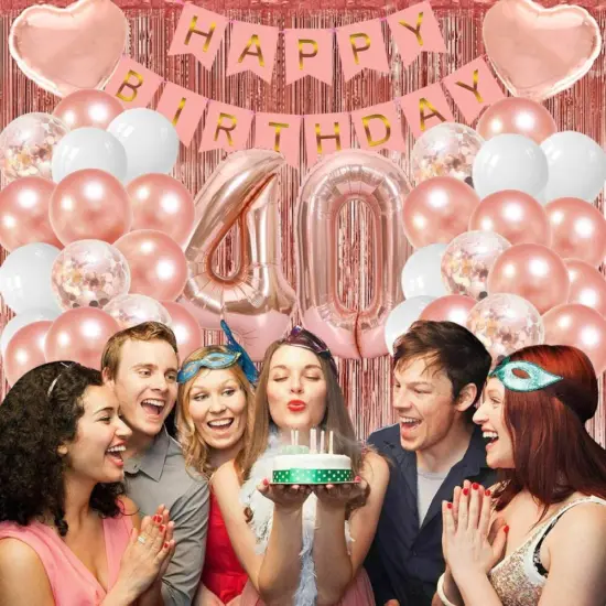 40th Birthday Decorations &ndash; Rose Gold Balloons Set for Party and Celebration {3}