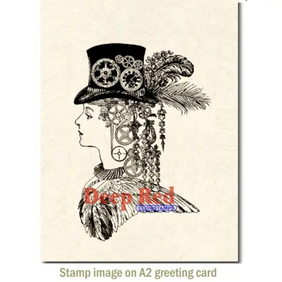 Deep Red Stamps Steampunk Lady Rubber Cling Stamp 3 x 4 inches {3}