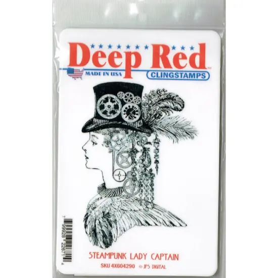 Deep Red Stamps Steampunk Lady Rubber Cling Stamp 3 x 4 inches {2}