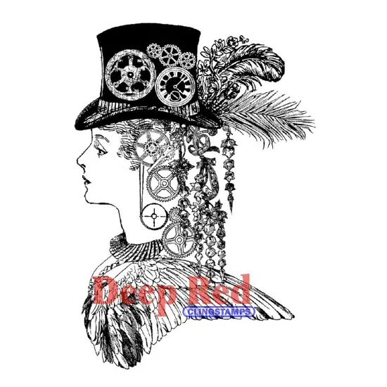 Deep Red Stamps Steampunk Lady Rubber Cling Stamp 3 x 4 inches {1}
