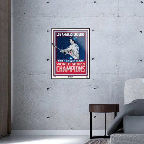 Phenom Gallery Los Angeles Dodgers Corey Seager 2020 World Series Champs 18" x 24" Deluxe Framed Serigraph {4}