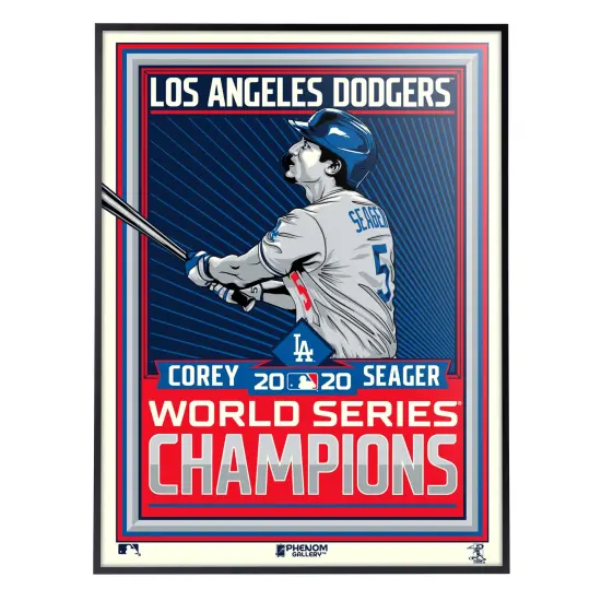 Phenom Gallery Los Angeles Dodgers Corey Seager 2020 World Series Champs 18" x 24" Deluxe Framed Serigraph {1}