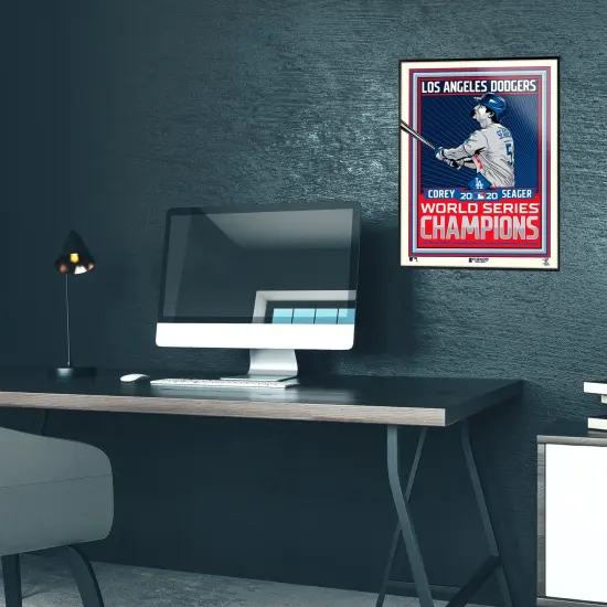 Phenom Gallery Los Angeles Dodgers Corey Seager 2020 World Series Champs 18" x 24" Deluxe Framed Serigraph {5}