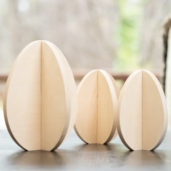 Unfinished Wooden Slotted Standing Egg Set of 3 {1}