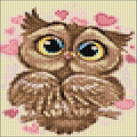 Owl in Love WD296 5.9 x 7.9 inches Wizardi Diamond Painting Kit {1}