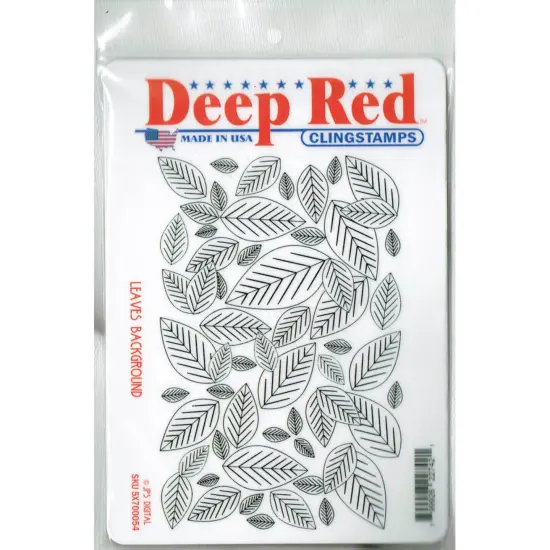 Deep Red Stamps Leaves Background Rubber Cling Stamp 4 x 6 inches {2}
