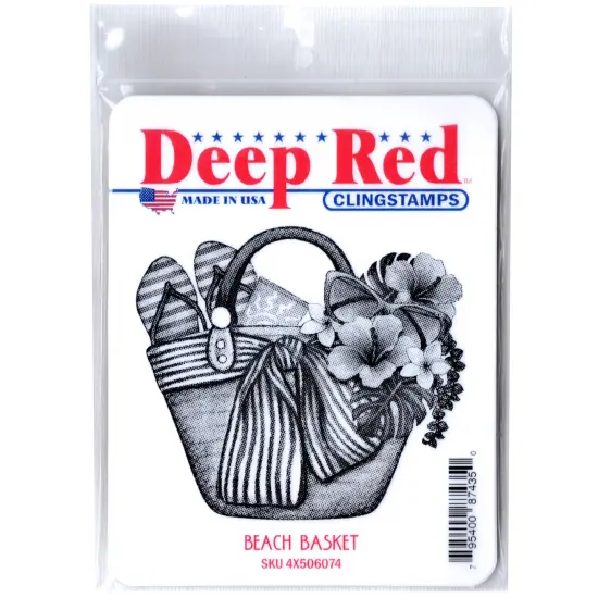 Deep Red Stamps Beach Basket Rubber Cling Stamp 3.2 x 3 inches {2}