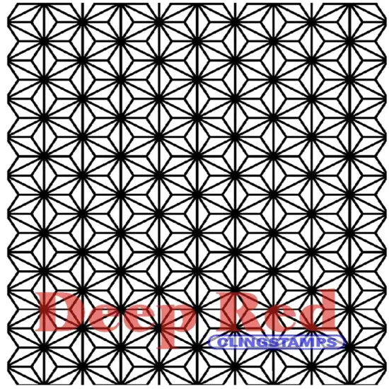 Deep Red Stamps Japanese Stars Background Rubber Cling Stamp 3 x 4 inches {1}