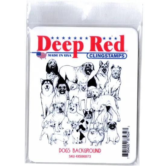 Deep Red Stamps Dogs Background Rubber Cling Stamp 3 x 3.2 inches {2}