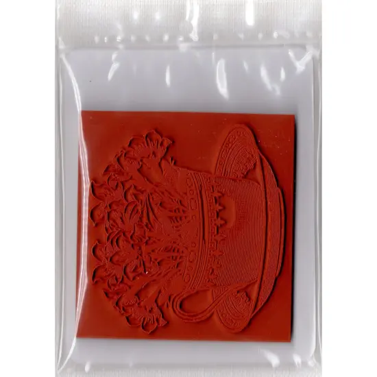 Deep Red Stamps Teacup Flowers Rubber Cling Stamp 3.3 x 3.1 inches {3}