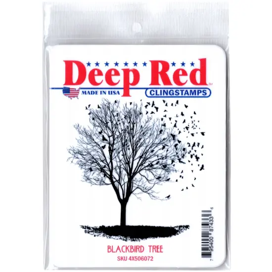 Deep Red Stamps Blackbird Tree Rubber Cling Stamp 3.2 x 3.2 inches {2}