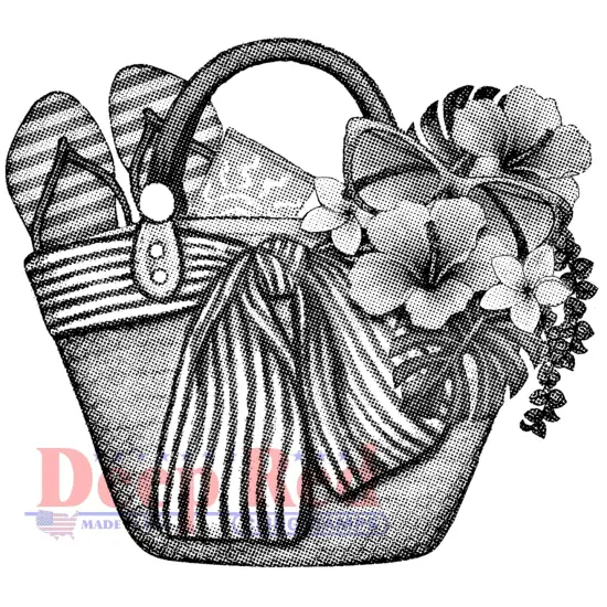 Deep Red Stamps Beach Basket Rubber Cling Stamp 3.2 x 3 inches {1}