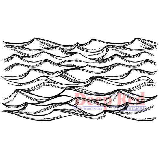 Deep Red Stamps Ocean Waves Rubber Cling Stamp 4.2 x 2.2 inches {1}