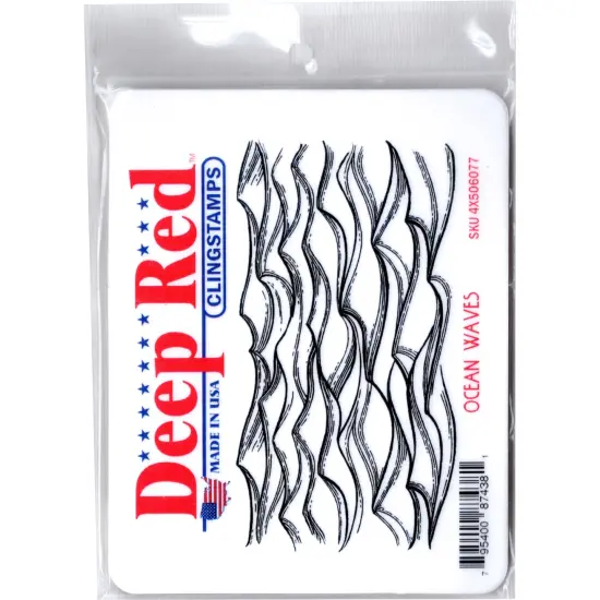 Deep Red Stamps Ocean Waves Rubber Cling Stamp 4.2 x 2.2 inches {2}
