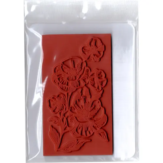 Deep Red Stamps Poppies Rubber Cling Stamp 2.2 x 4.2 inches {3}